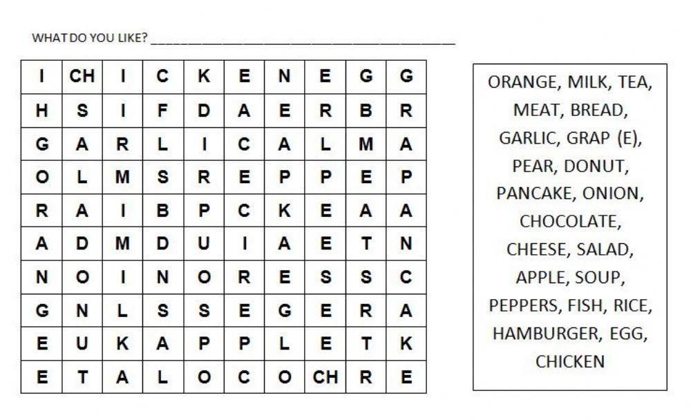 Wordsearch - What do you like?