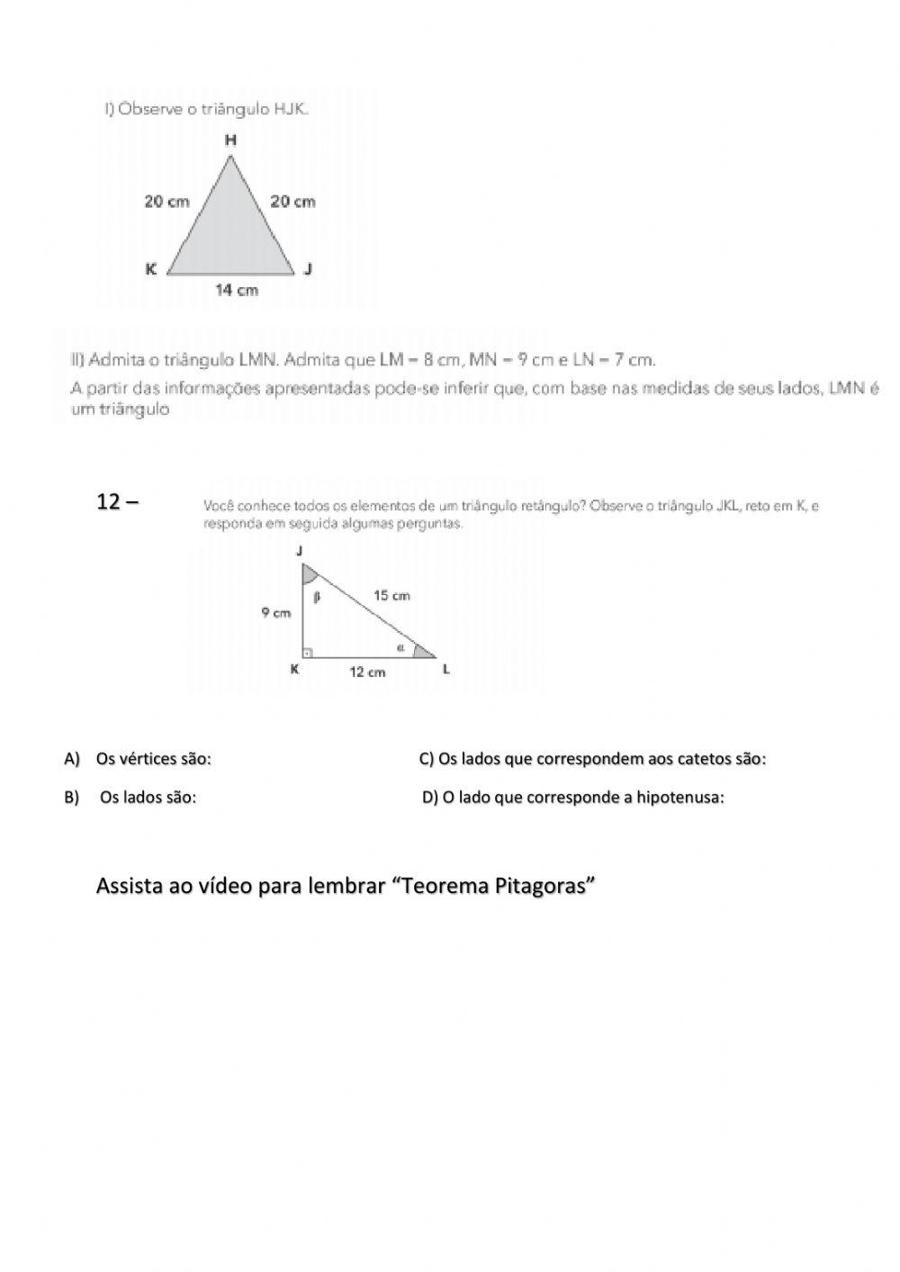 Frações - Decimais - Pitagoras - triangulos semelhança