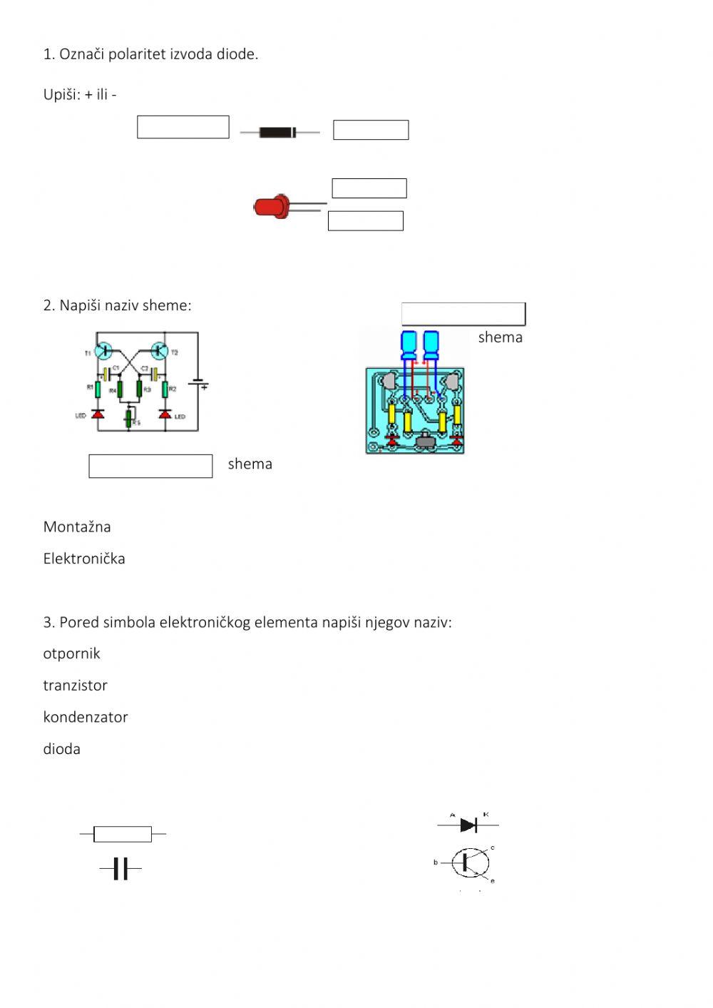 Elektronički elementi i sheme worksheet | Live Worksheets