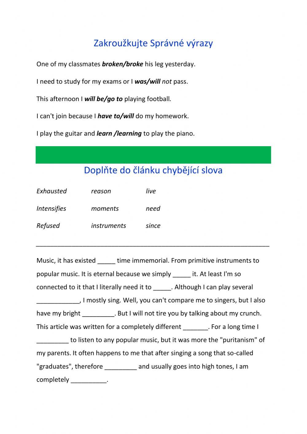 Pracovní list - anglický jazyl worksheet | Live Worksheets