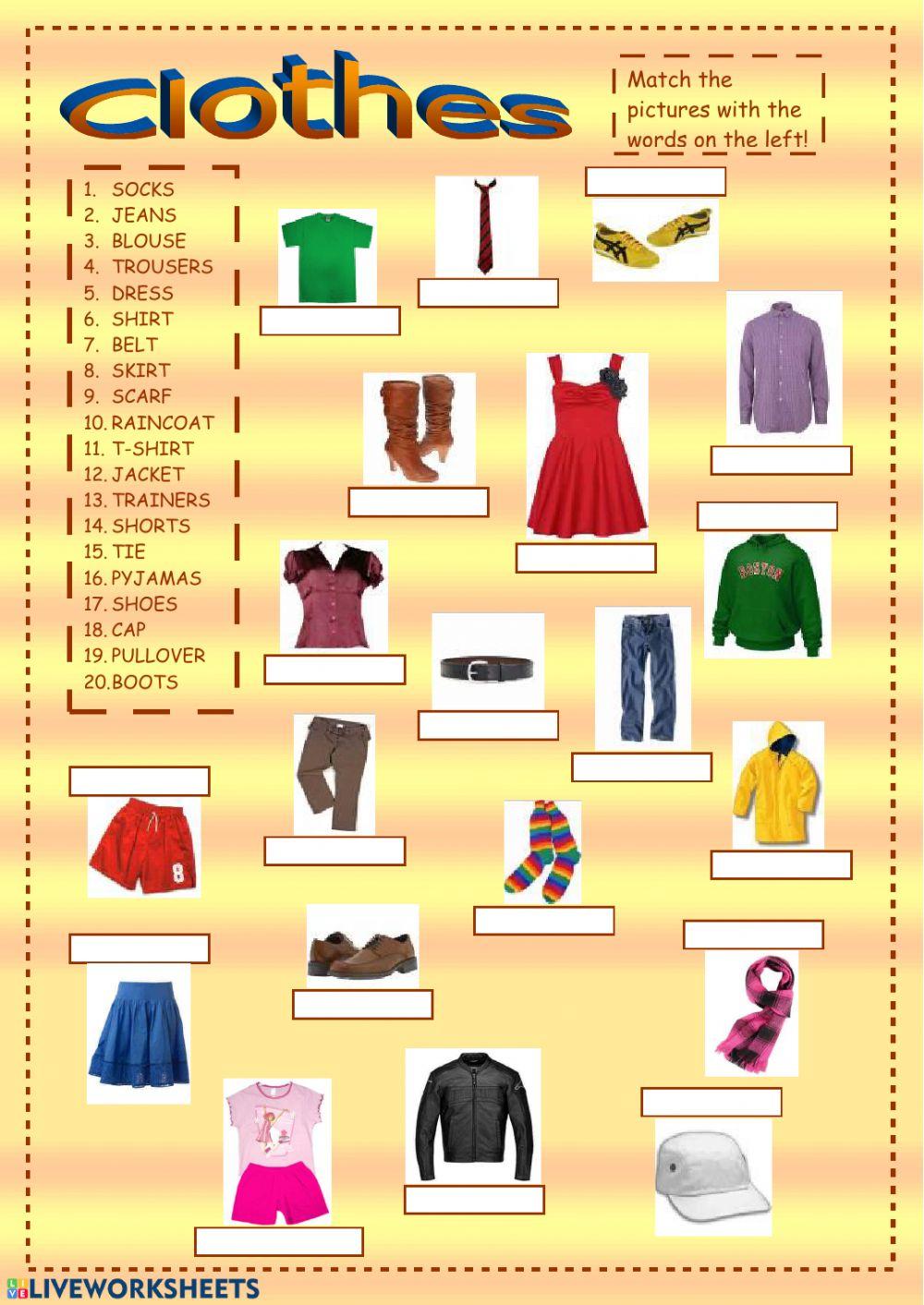 Clothes interactive exercise for ELEMENTARY