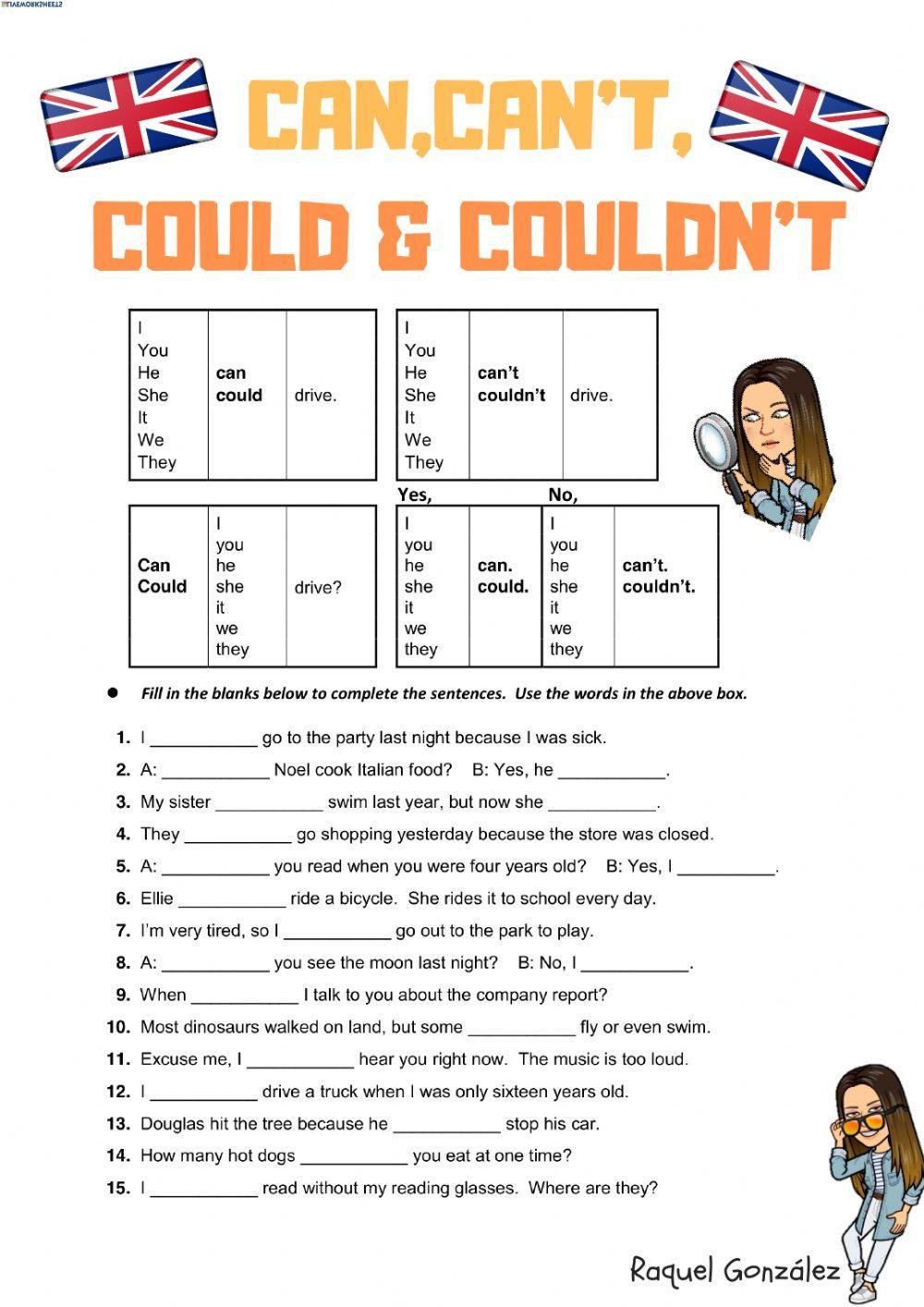 Can-Could (Modal Verbs) worksheet | Live Worksheets