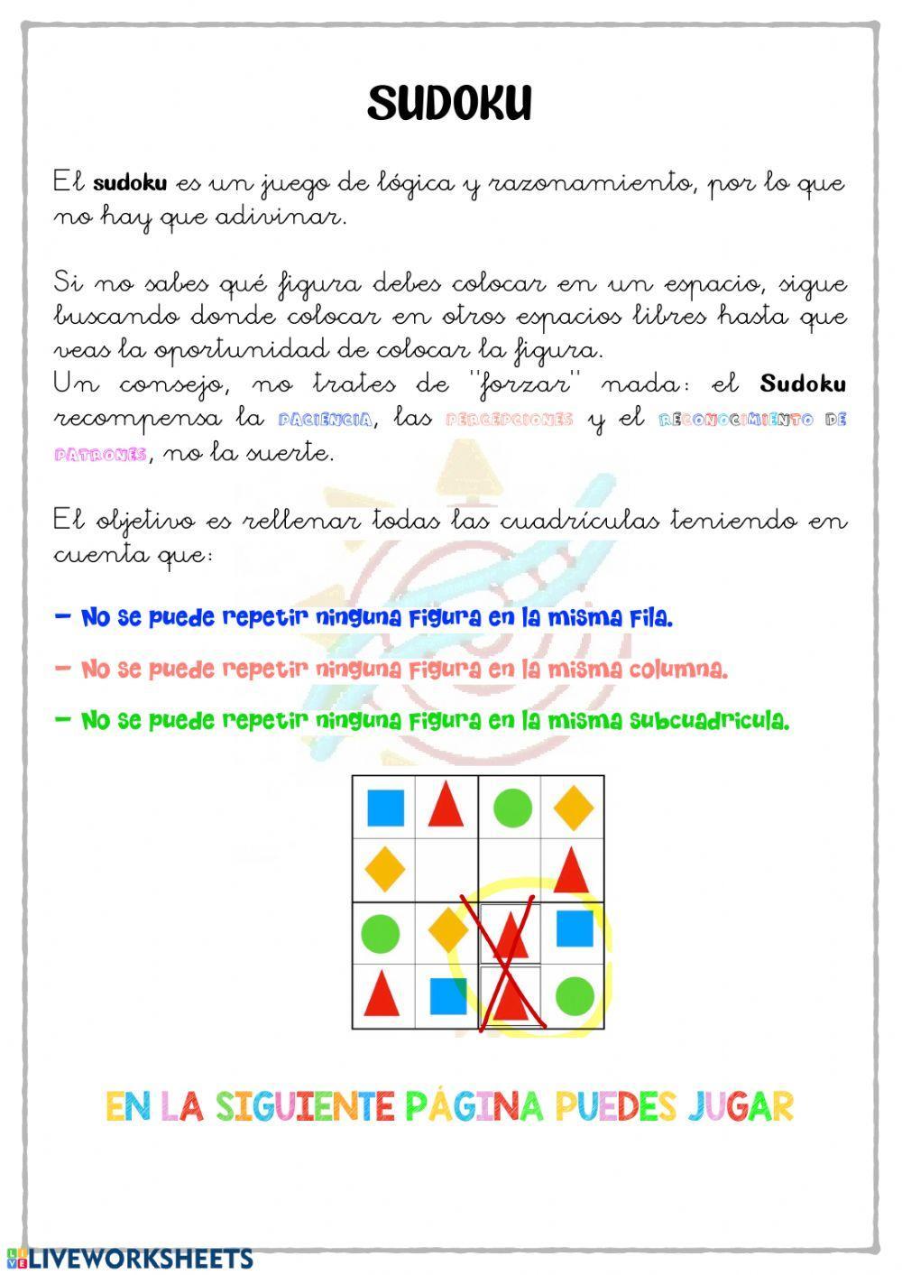 Sudoku geométrico 1 worksheet | Live Worksheets