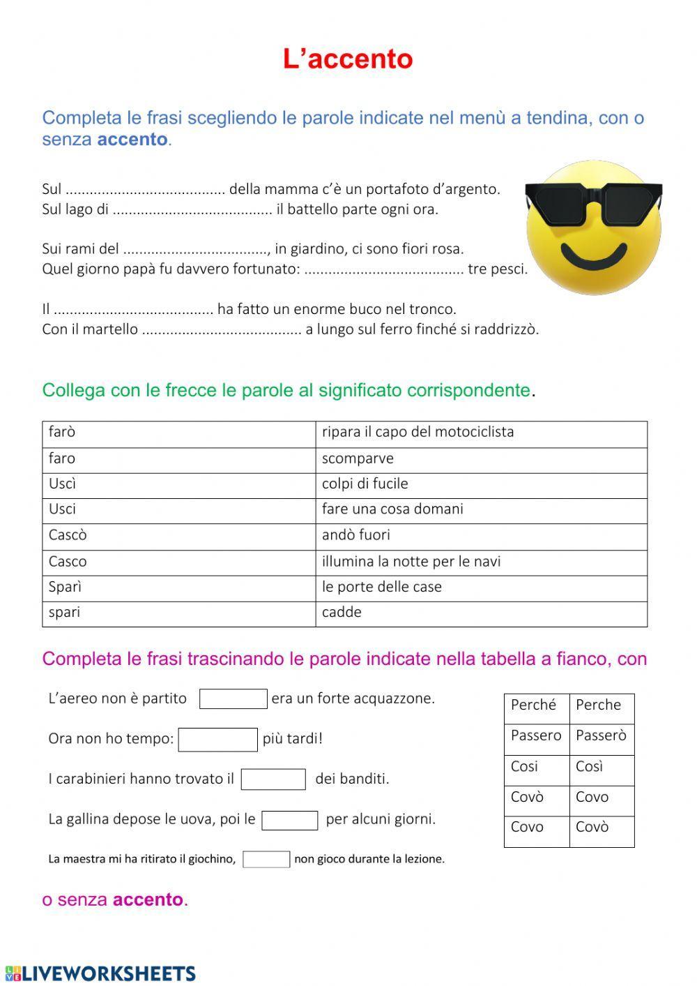 Accento activity | Live Worksheets