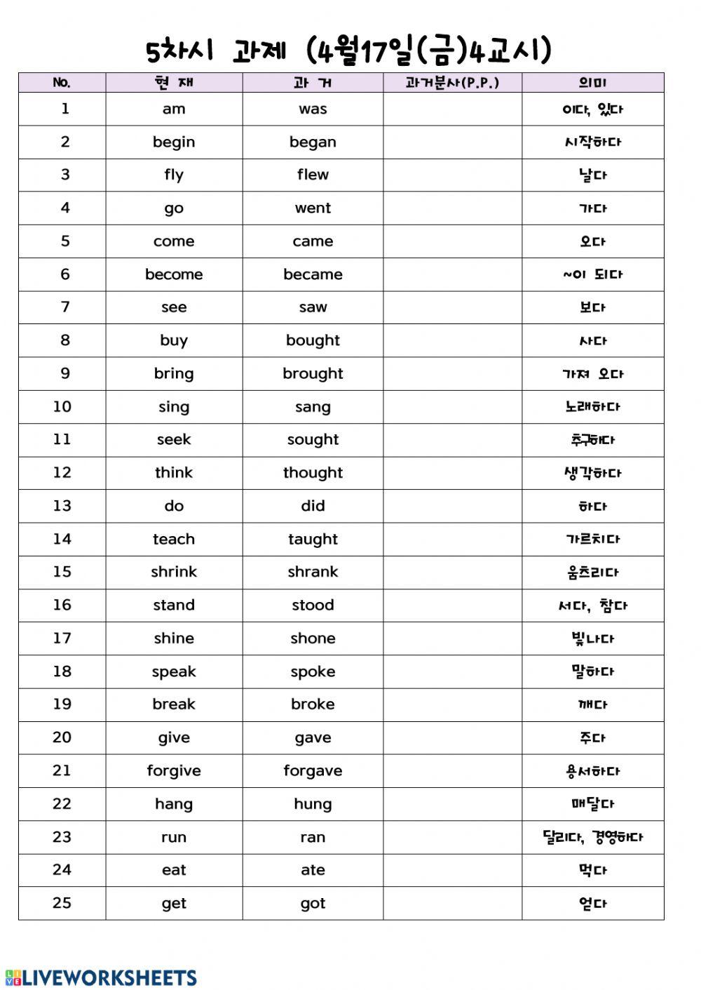 Irregular Verb