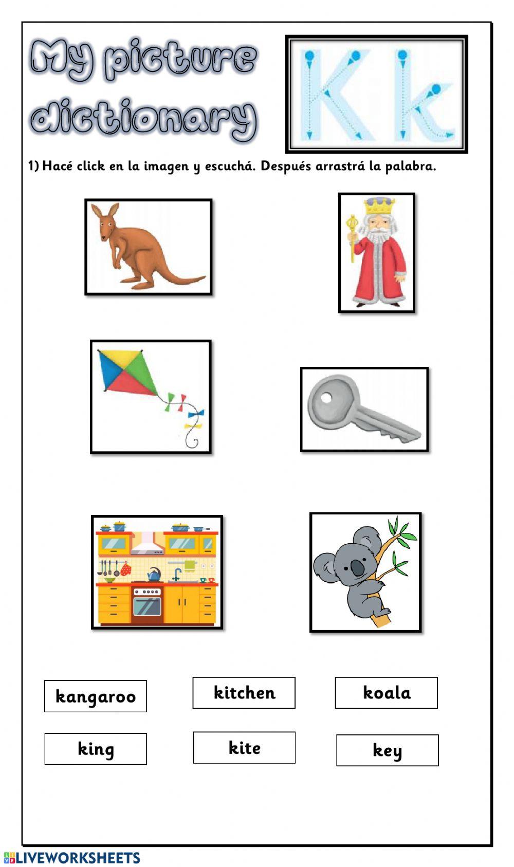 English picture dictionary from A to Z free to download in PDF  English  picture dictionary, Picture dictionary, Kangaroo kids