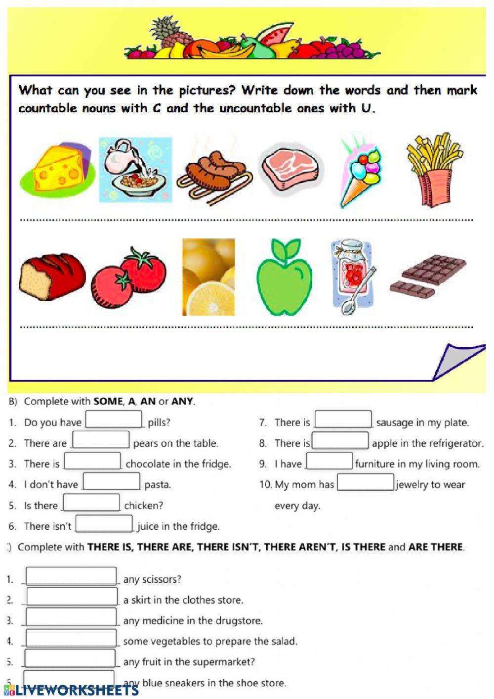 There is - there are - some - an - any worksheet | Live Worksheets