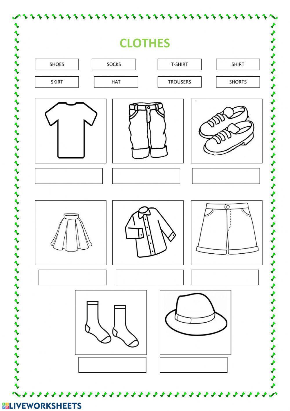 Clothes online exercise for 1º primaria | Live Worksheets