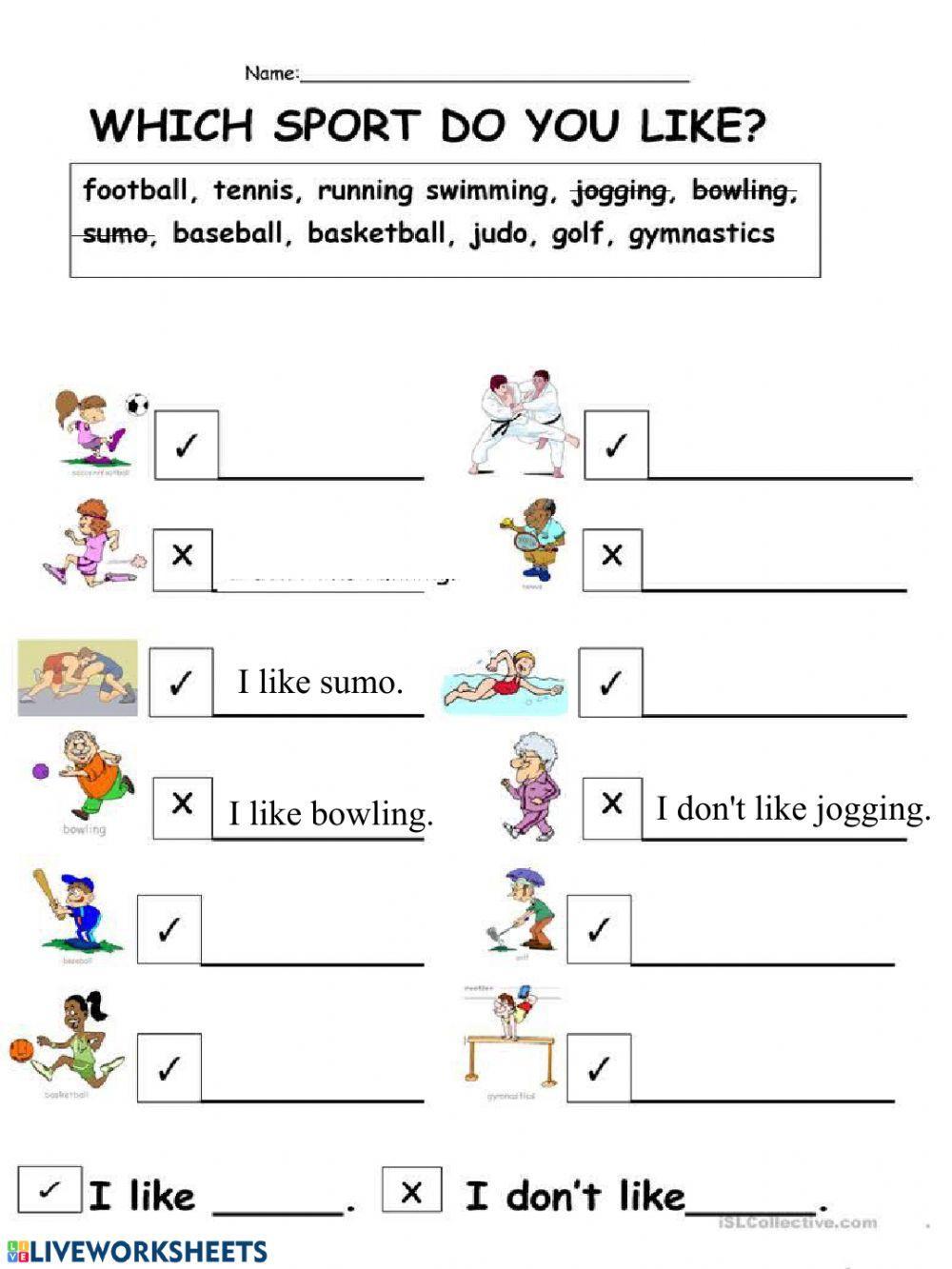 Do you like? Sports worksheet | Live Worksheets