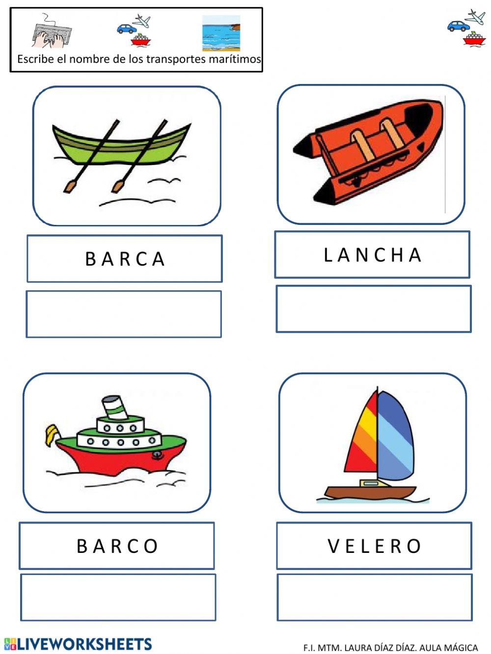Medios de transportes marítimos interactive worksheet | Live Worksheets