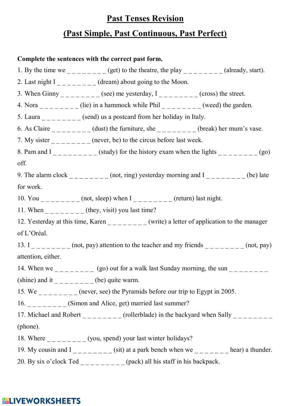 Past Tenses interactive exercise | Live Worksheets