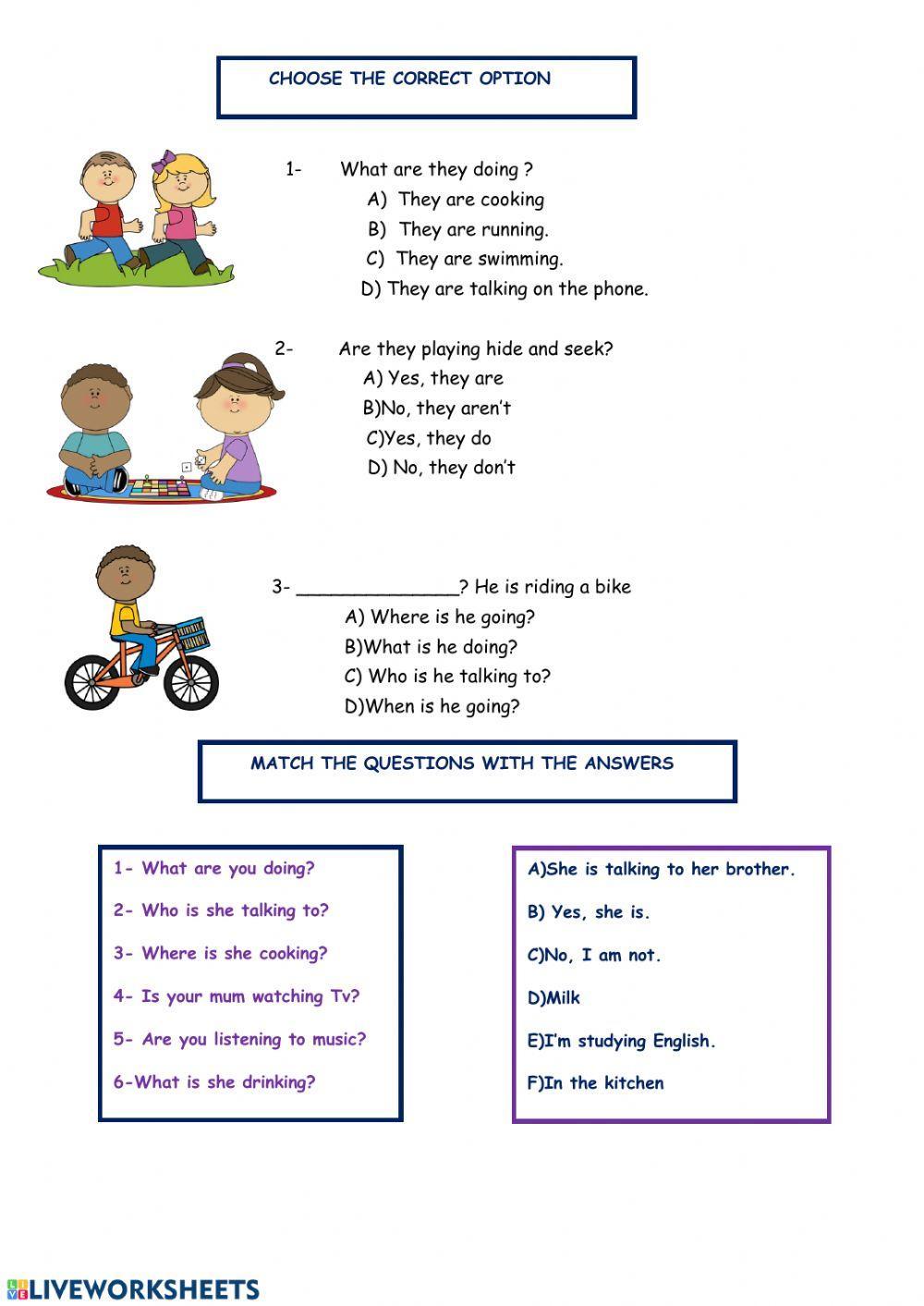 Present Continuous Tense online activity for A1 | Live Worksheets