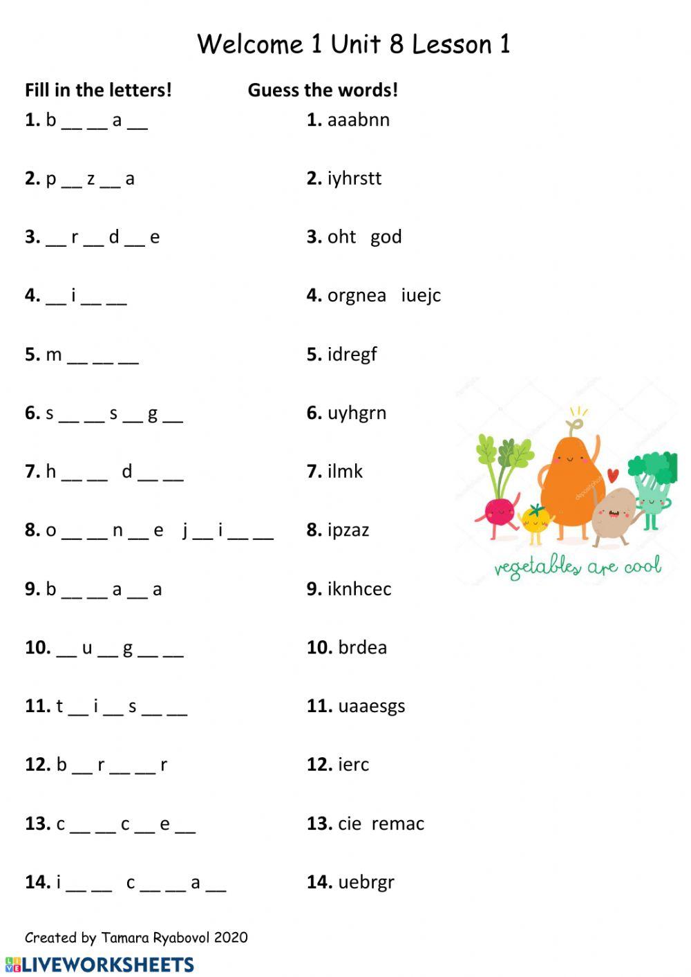 Welcome 1 Unit 8 Lesson 1