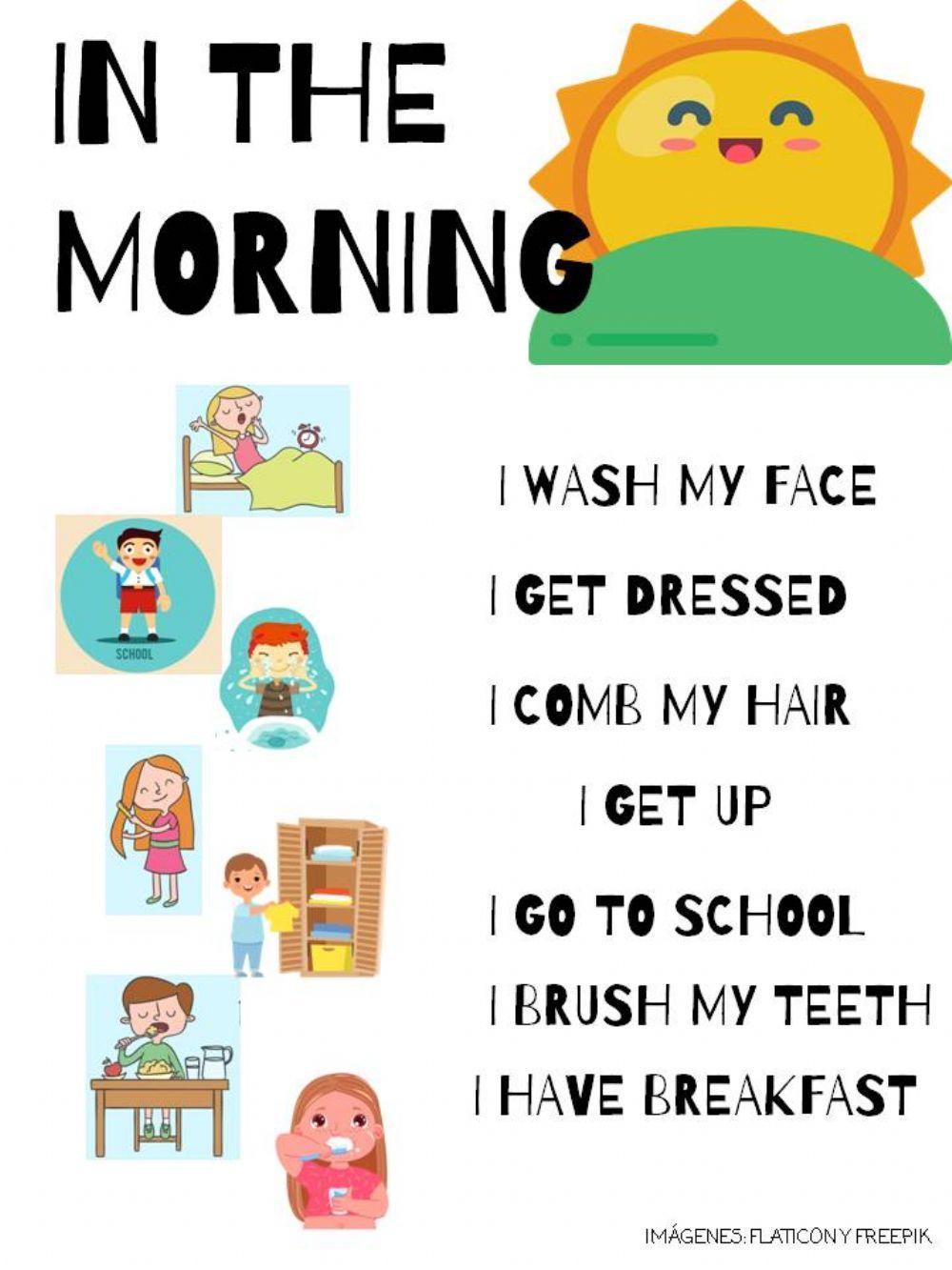 My routines: In the morning... worksheet | Live Worksheets