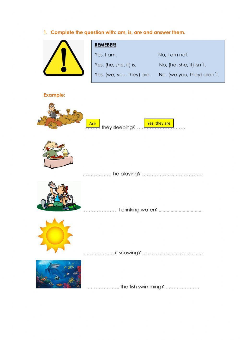 Present Continuous (questions and short answers) worksheet | Live Worksheets