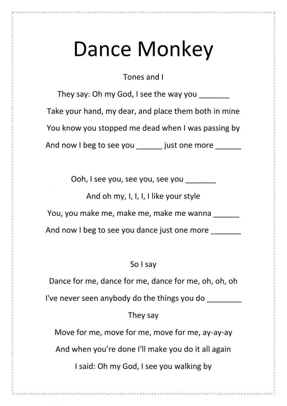 Dance Monkey by Tone and I WS, PDF