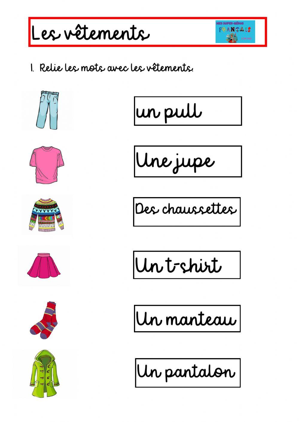 Pdf online worksheet: Les vêtements | Live Worksheets
