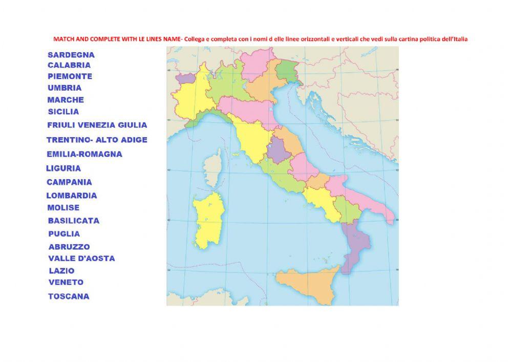 Regioni e capoluoghi d'Italia worksheet | Live Worksheets