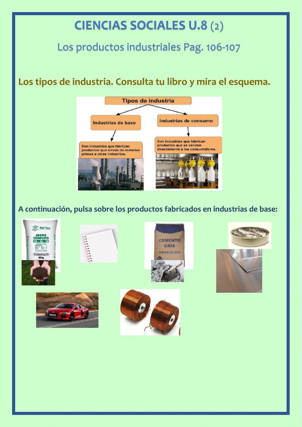 Los productos industriales worksheet | Live Worksheets
