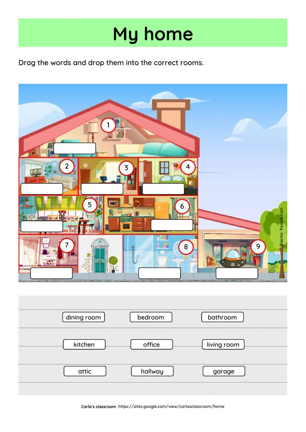 My home interactive worksheet for beginners | Live Worksheets