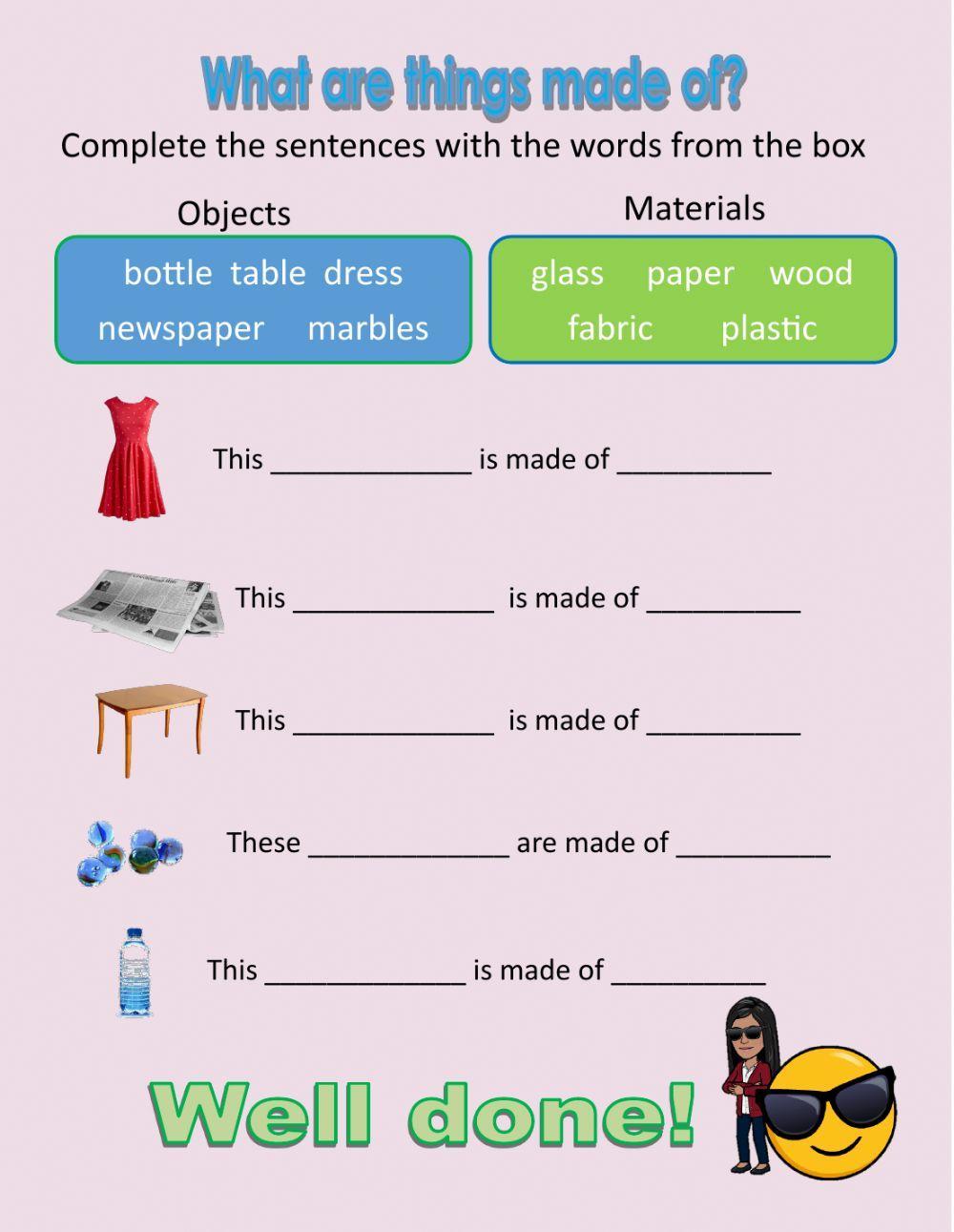 What are things made of? worksheet | Live Worksheets