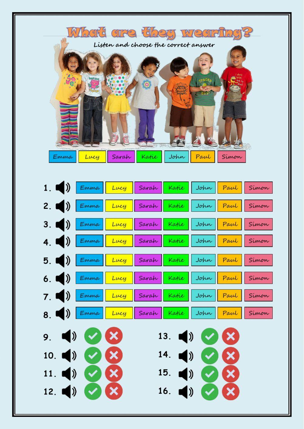 What are they wearing? online exercise for Primary 1