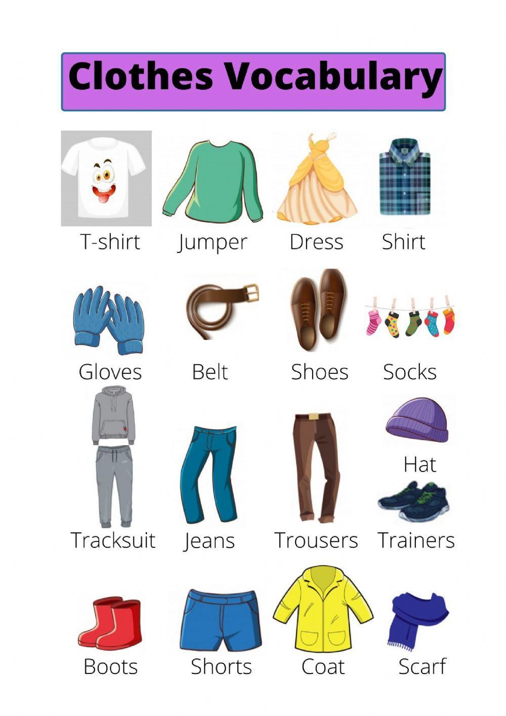 Clothes vocabulary online pdf activity