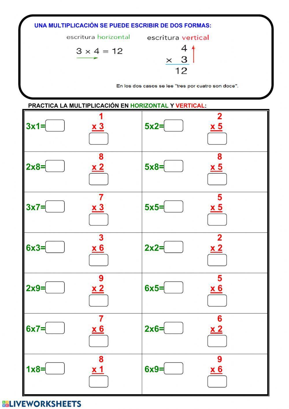 Multiplicaciones en vertical