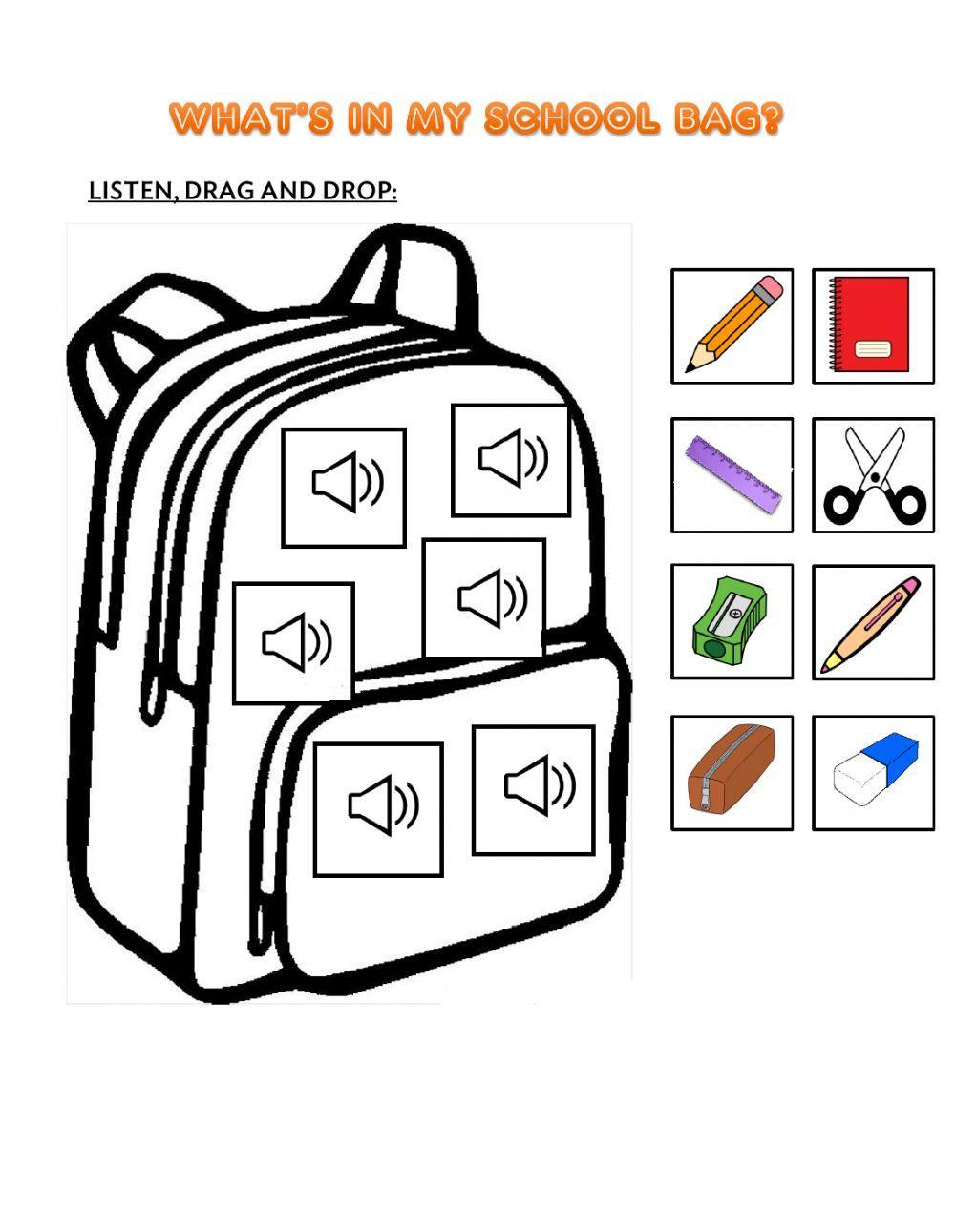 What's in my school bag? worksheet | Live Worksheets
