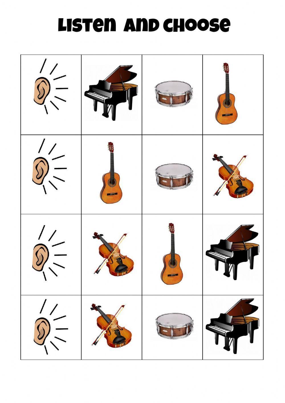 Musical Instruments online pdf worksheet for Grade 1 | Live Worksheets