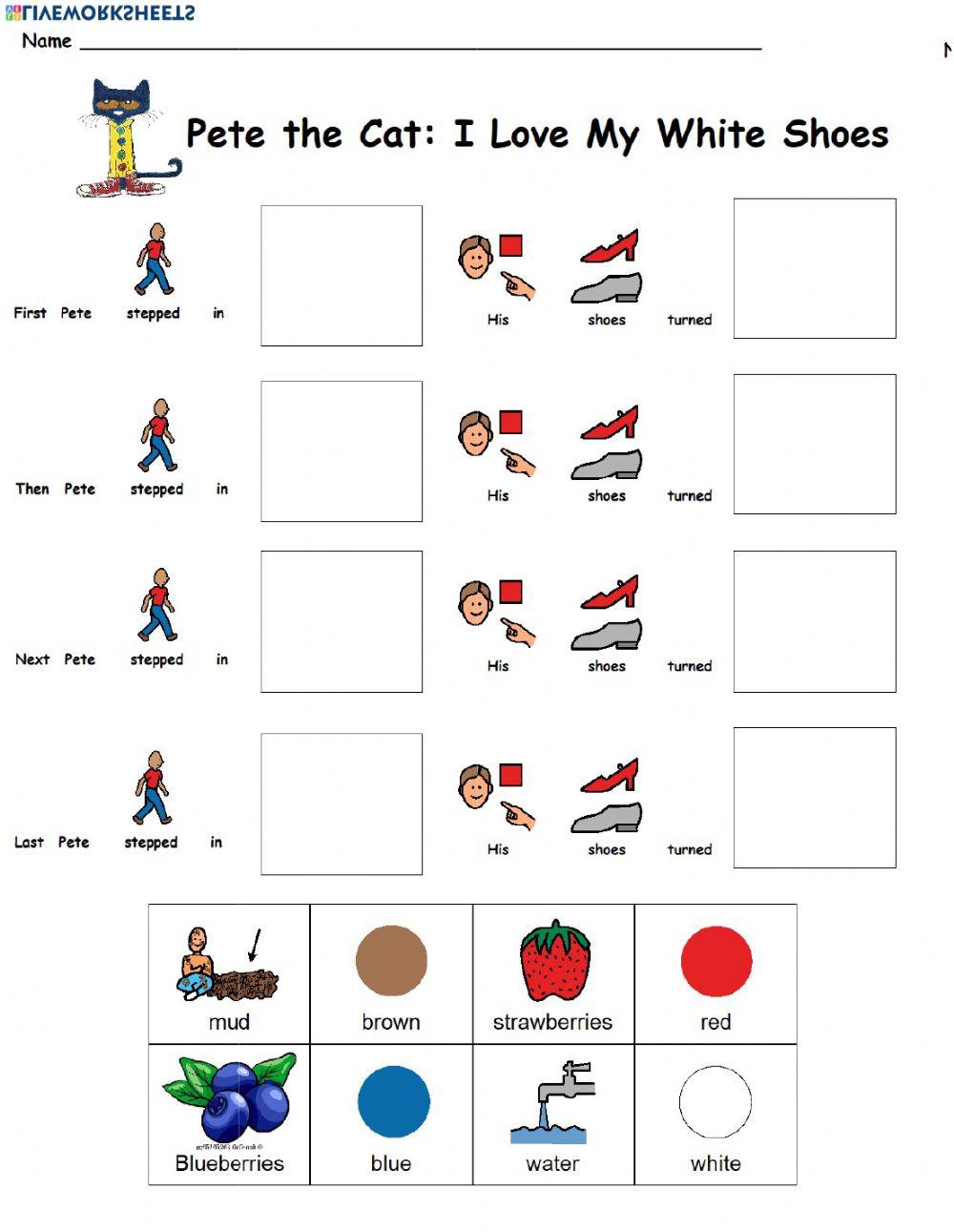 Pet the Cat: I love my White Shoes Sequencing Activity