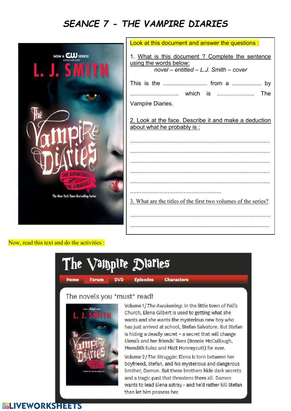 The Vampire Diaries summaries worksheet | Live Worksheets