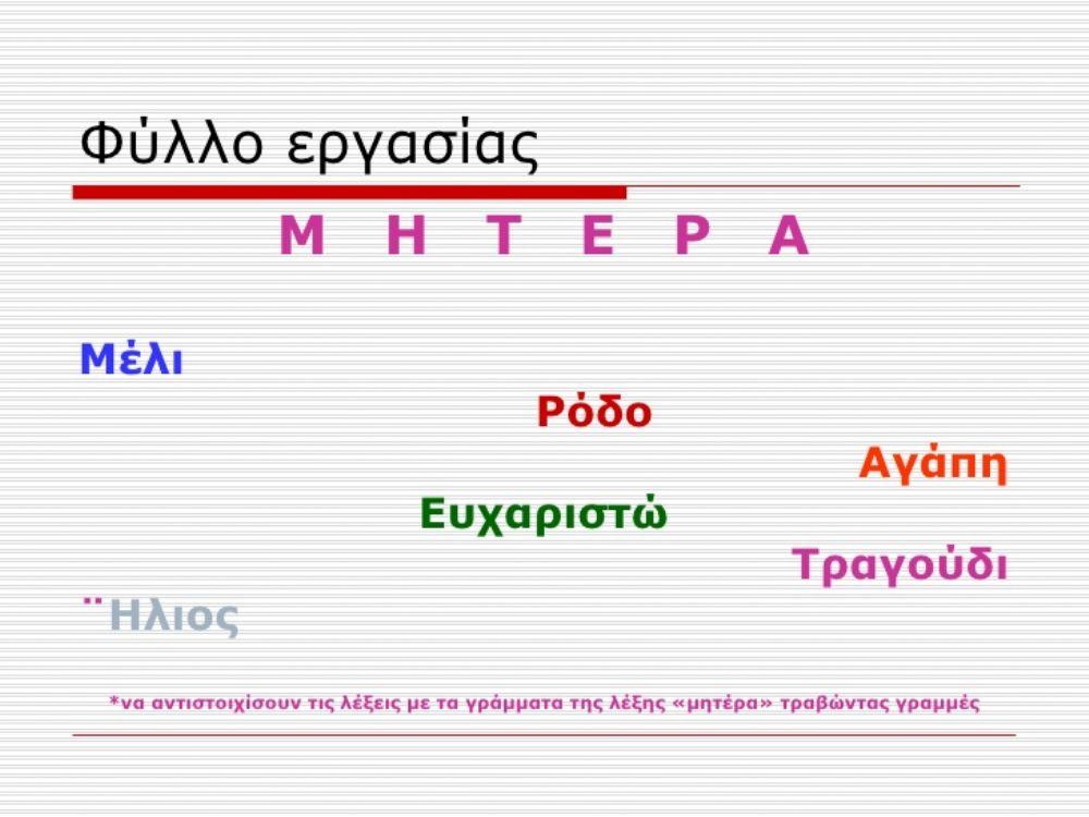 Αντιστοιχία της λέξης Μητέρα