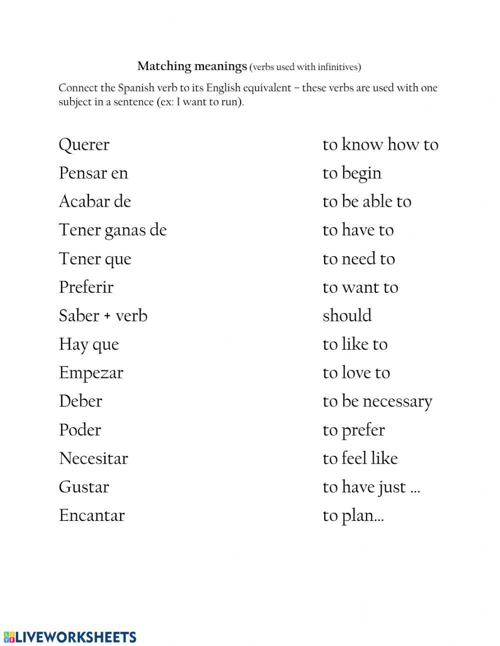 Two verbs with one subject worksheet | Live Worksheets