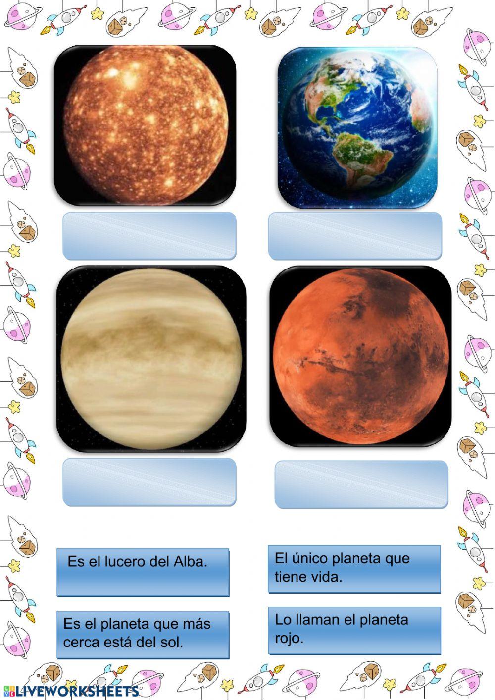 Ficha online de Los planetas para Quinto de primaria  Planetas del sistema  solar, Imagenes de los planetas, Caracteristicas de los planetas