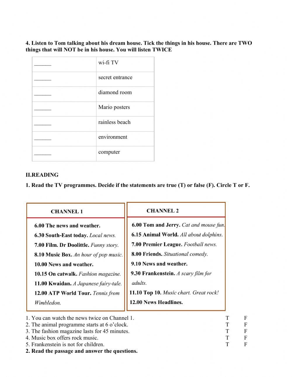 English Middle Test Grade 6 worksheet | Live Worksheets