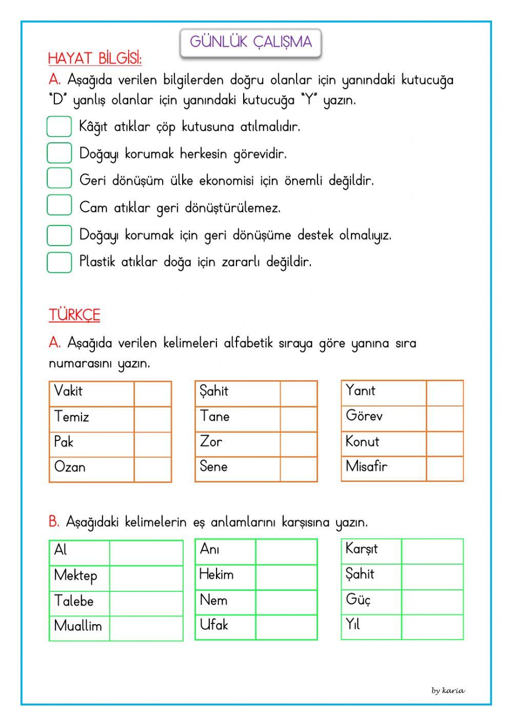 Günlük çalışma 43