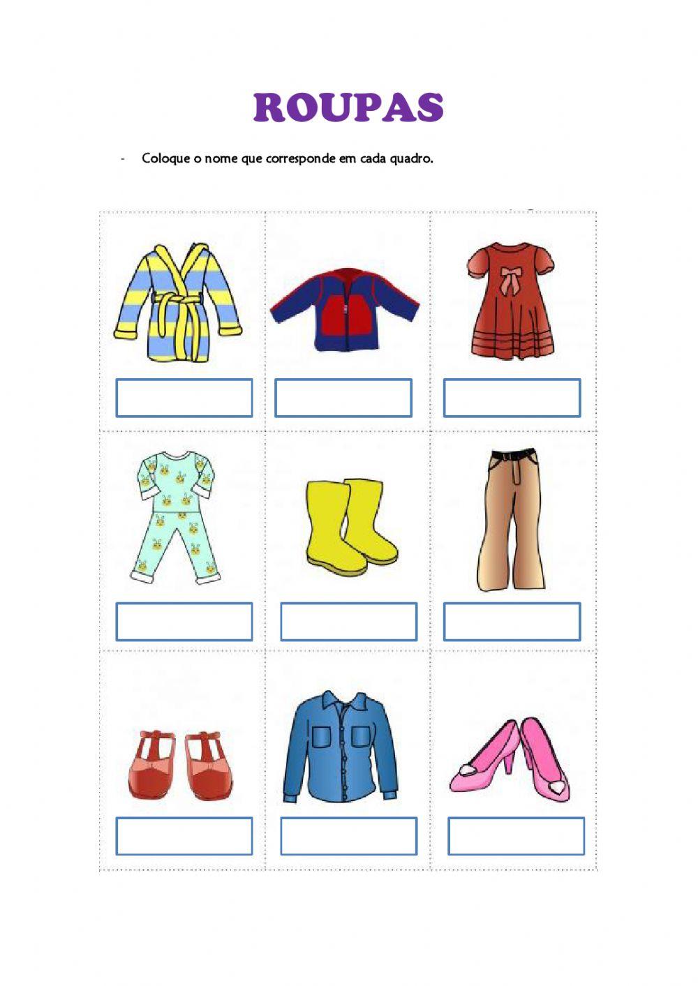 As roupas em português interactive worksheet | Live Worksheets