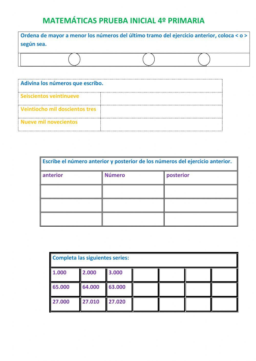 Numeración hasta 5 cifras