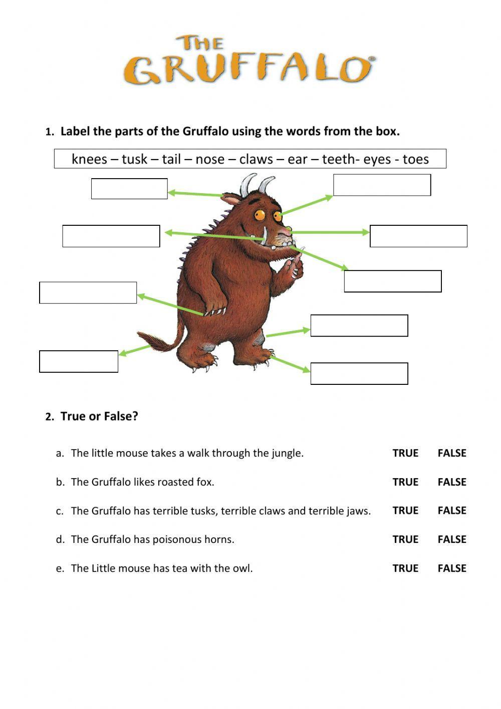 The Gruffalo- part 1 worksheet | Live Worksheets