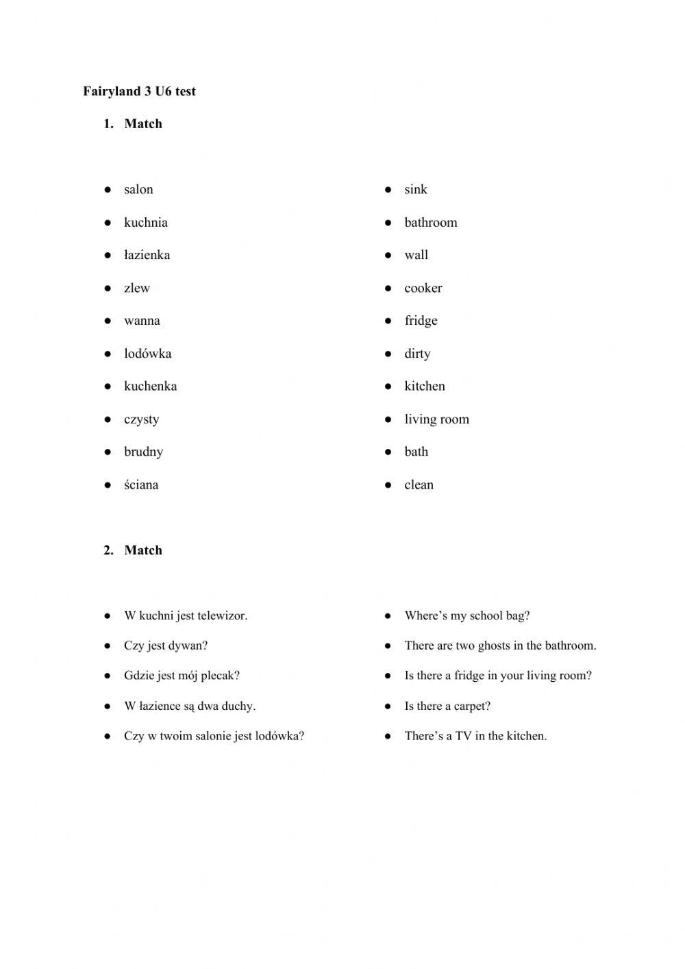 Fairyland 3 U6 Vocabulary test worksheet | Live Worksheets