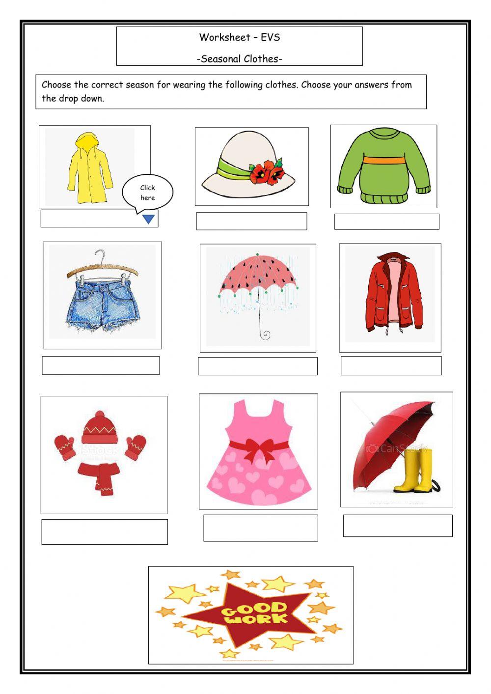 Clothes We wear interactive worksheet
