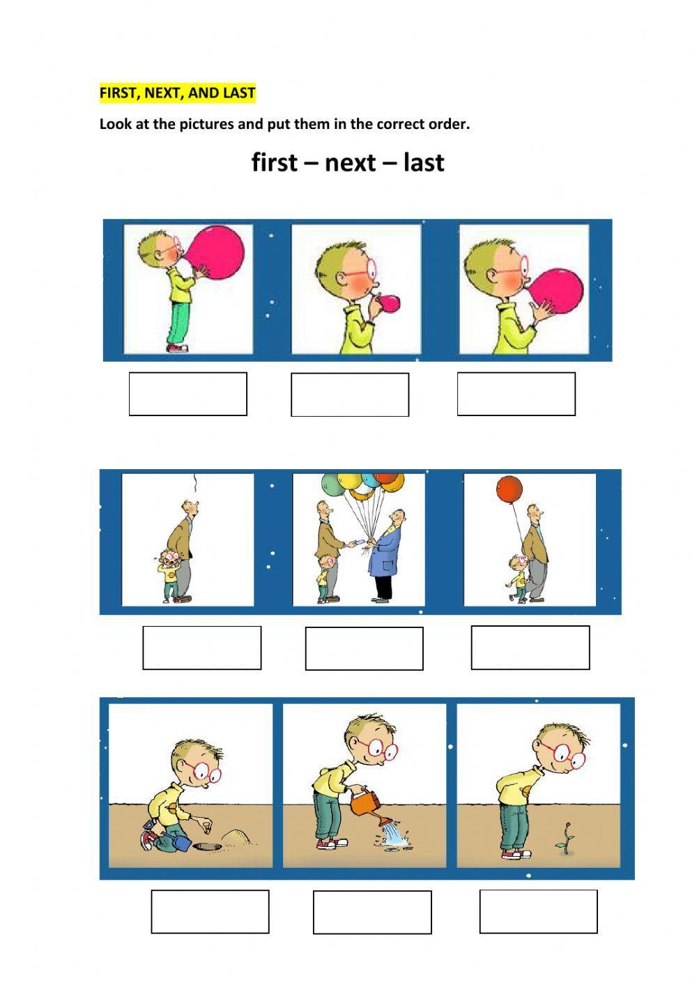 First,next,last interactive worksheet