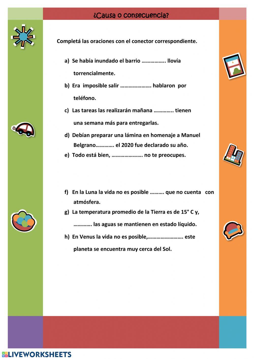 Conectores interactive exercise | Live Worksheets