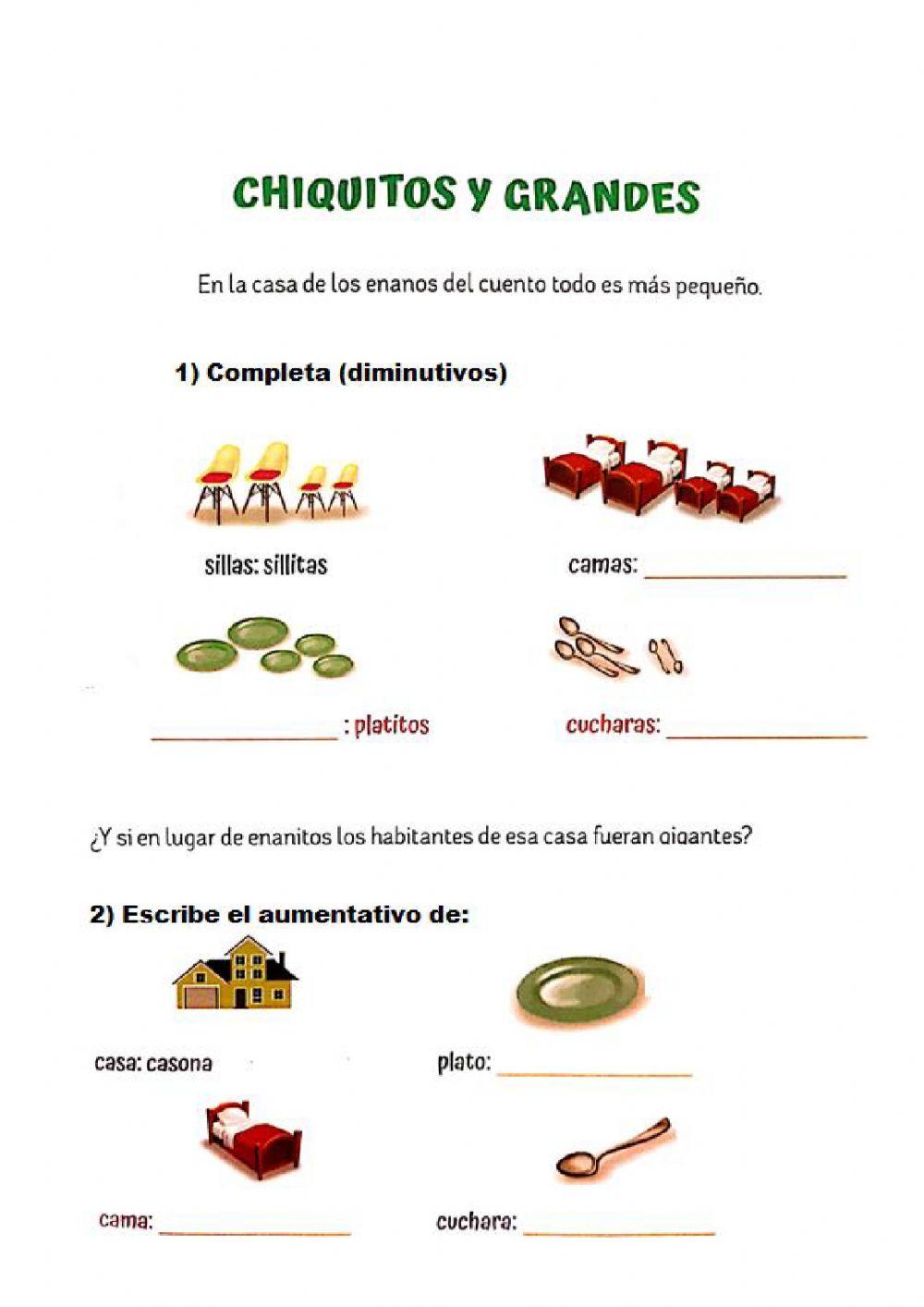 DIMINUTIVO Y AUMENTATIVO online exercise for | Live Worksheets