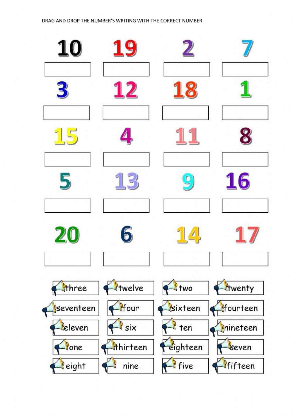 Numbers from 1-20 activity | Live Worksheets