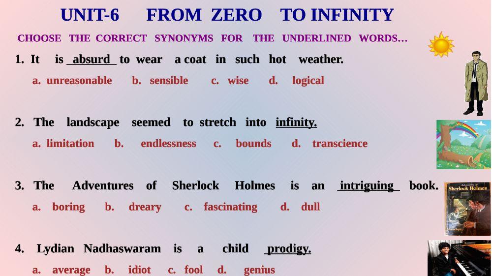 From zero to infinity-Synonyms... worksheet | Live Worksheets