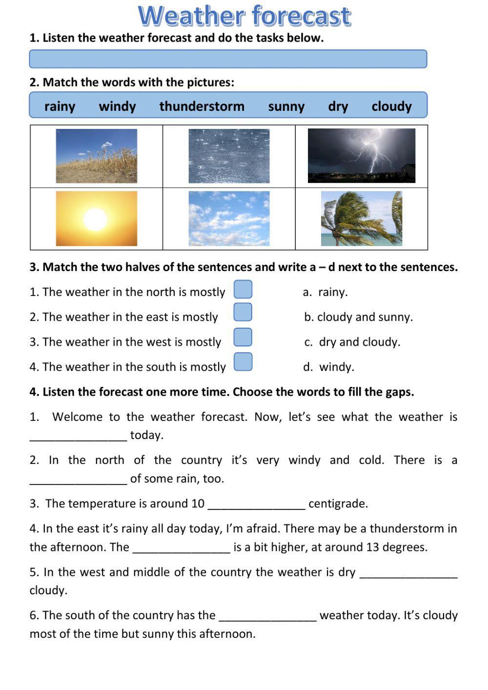 Weather forecast exercise for A2 | Live Worksheets