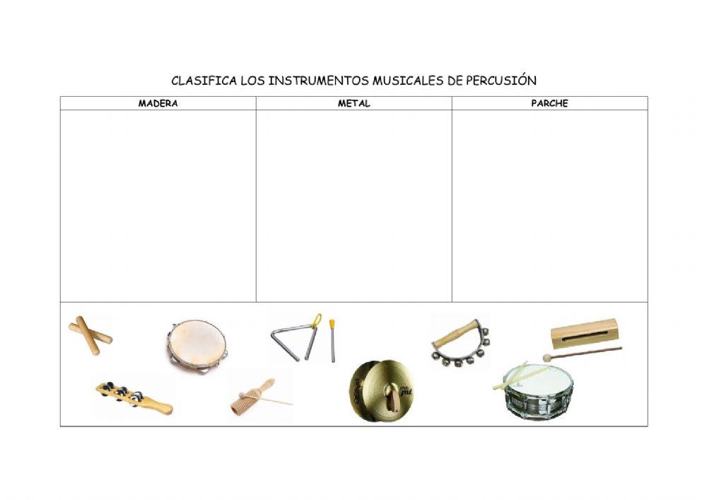 Instrumentos de percusión Música worksheet | Live Worksheets