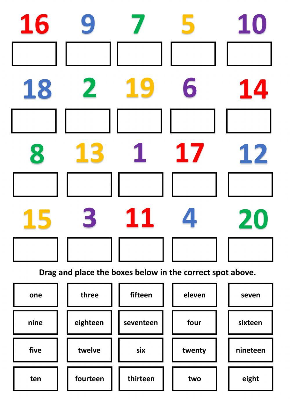 Numbers 1-20 interactive exercise for 1 | Live Worksheets